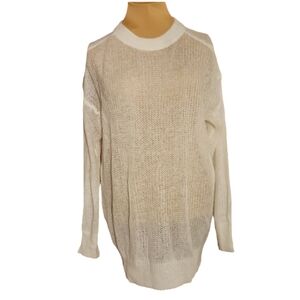 MNG Cream Wool Blend Open Knit Sweater‎ Women's XS Oversized